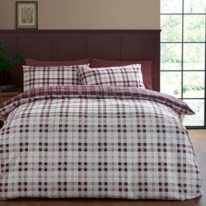 Catherine Lansfield Kelso Check Reversible King Duvet Cover Set with Pillowcases Plum Catherine Lansfield Kelso Check Reversible King Duvet Cover Set with Pillowcases Plum