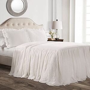 Lush Decor Ruffle Skirt Bedspread Set 3 Piece Luxurious Farmhouse Bedding Set Elegant, Charming Ruffle Detail Timeless Style & Classic Design Soft and Lightweight King, White Lush Decor Ruffle Skirt Bedspread Set 3 Piece Luxurious Farmhouse Bedding Set Elegant, Charming Ruffle Detail Timeless Style & Classic Design Soft and Lightweight King, White