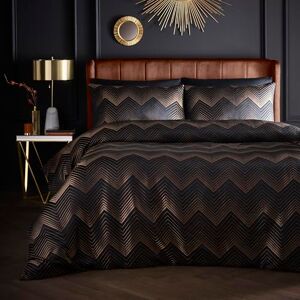 Laurence Llewelyn-Bowen Duvet Cover Set, 96% Polyester 4% Metallic Polyester, Super-King 260x220cm, Black, Jacquard, Button Closure, Chevron Pattern Laurence Llewelyn-Bowen Duvet Cover Set, 96% Polyester 4% Metallic Polyester, Super-King 260x220cm, Black, Jacquard, Button Closure, Chevron Pattern