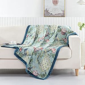 Greenland Home Quilt Set, Cotton Polyester, Jade, Throw 50x60 Greenland Home Quilt Set, Cotton Polyester, Jade, Throw 50x60
