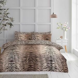 GC GAVENO CAVAILIA Premium Tiger Printed Animal Duvet Cover, Bedding, Soft & Cosy Easy Care Reversible Quilt Bedding Set, Single, Brown GC GAVENO CAVAILIA Premium Tiger Printed Animal Duvet Cover, Bedding, Soft & Cosy Easy Care Reversible Quilt Bedding Set, Single, Brown