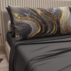 PETTI Artigiani Italiani Double Bed Sheets Cotton with Pillowcases in Digital Print, Double Bed Sheet, Dark Grey Marble Pattern, 100% Made in Italy PETTI Artigiani Italiani Double Bed Sheets Cotton with Pillowcases in Digital Print, Double Bed Sheet, Dark Grey Marble Pattern, 100% Made in Italy