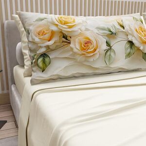 PETTI Artigiani Italiani Cotton Sheets with Pillowcases in Digital Print, Double Bed Linen, Full Bed Set, Floral 12 Cream 100% Made in Italy PETTI Artigiani Italiani Cotton Sheets with Pillowcases in Digital Print, Double Bed Linen, Full Bed Set, Floral 12 Cream 100% Made in Italy