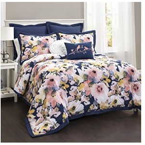 Lush Decor 7 Piece Comforter Set, Polyester, Blue and Pink, Full Queen Lush Decor 7 Piece Comforter Set, Polyester, Blue and Pink, Full Queen