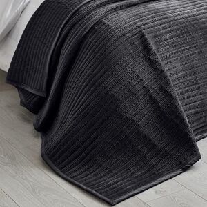 Catherine Lansfield Velvet Pinsonic Quilted 220x220cm Bedspread Black Catherine Lansfield Velvet Pinsonic Quilted 220x220cm Bedspread Black