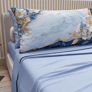 PETTI Artigiani Italiani Cotton Sheets with Pillowcases in Digital Print, Double Bed Sheet, Double Bed Set, Floral 15 Light Blue, 100% Made in Italy PETTI Artigiani Italiani Cotton Sheets with Pillowcases in Digital Print, Double Bed Sheet, Double Bed Set, Floral 15 Light Blue, 100% Made in Italy