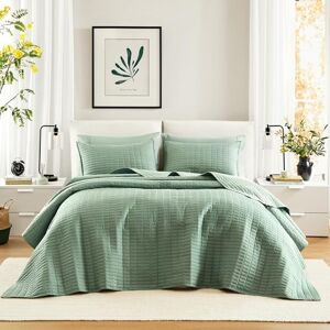 Comfort Spaces Kienna Quilt Set-Luxury Double Sided Stitching Design, All Season, Lightweight, Coverlet Bedspread Bedding, Matching Shams, Oversized Queen(102"x118"), Seafoam 3 Piece Comfort Spaces Kienna Quilt Set-Luxury Double Sided Stitching Design, All Season, Lightweight, Coverlet Bedspread Bedding, Matching Shams, Oversized Queen(102"x118"), Seafoam 3 Piece