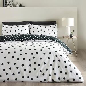 Catherine Lansfield Polka Dot Reversible King Duvet Cover Set with Pillowcases Black/White Catherine Lansfield Polka Dot Reversible King Duvet Cover Set with Pillowcases Black/White
