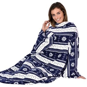 Autumn Faith Snuggle Blanket With Sleeves Wrap Around Fleece One Size Navy Autumn Faith Snuggle Blanket With Sleeves Wrap Around Fleece One Size Navy