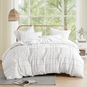 Comfort Spaces White King Size Duvet Cover Set 3 Pieces Pintuck Pleated Duvet Cover King, All Season Lightweight, Extra Softness Pre-Washed Microfiber King Bedding Cover Shams, King/Cal King Comfort Spaces White King Size Duvet Cover Set 3 Pieces Pintuck Pleated Duvet Cover King, All Season Lightweight, Extra Softness Pre-Washed Microfiber King Bedding Cover Shams, King/Cal King