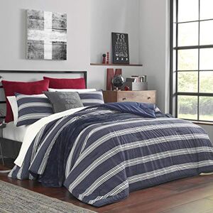 Nautica Home Craver Collection 100% Cotton Cozy & Soft, Durable & Breathable Striped Duvet Cover with Matching Shams, 3-Piece Bedding Set, King, Navy Nautica Home Craver Collection 100% Cotton Cozy & Soft, Durable & Breathable Striped Duvet Cover with Matching Shams, 3-Piece Bedding Set, King, Navy