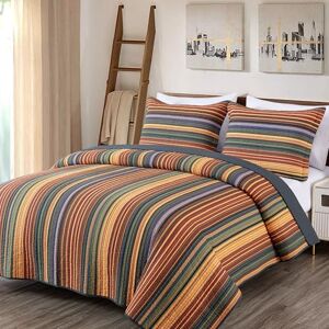 Chezmoi Collection Avery 3-Piece Multi-Color Striped Quilt Set Queen Size - Quilt Set Chezmoi Collection Avery 3-Piece Multi-Color Striped Quilt Set Queen Size - Quilt Set