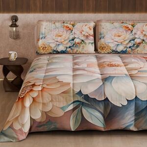 PETTI Artigiani Italiani Winter Quilt, Winter Duvet, Double Sided Quilt, Solid Colour and Digital Floral Print 25 35, 100% Microfibre, Made in Italy PETTI Artigiani Italiani Winter Quilt, Winter Duvet, Double Sided Quilt, Solid Colour and Digital Floral Print 25 35, 100% Microfibre, Made in Italy