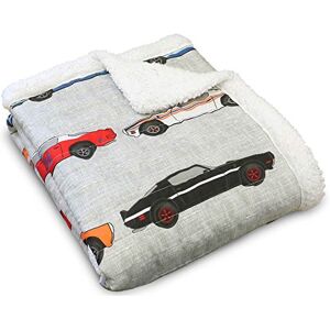 Lush Decor Cars Throw Fuzzy Reversible Sherpa Blanket with Racing Print Design for Kids-60” x 50, Blue & Orange Lush Decor Cars Throw Fuzzy Reversible Sherpa Blanket with Racing Print Design for Kids-60” x 50, Blue & Orange