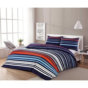 Kampala Hill Homespace Direct Pedro Multi Stripe Duvet Cover Set Bedding Blue/Red Modern Double Kampala Hill Homespace Direct Pedro Multi Stripe Duvet Cover Set Bedding Blue/Red Modern Double