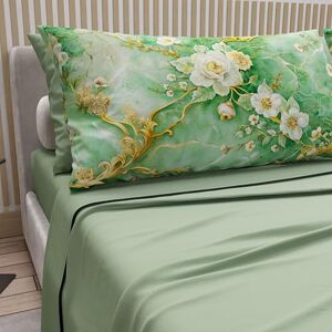 PETTI Artigiani Italiani Cotton Sheets with Pillowcases in Digital Print, Double Bed Sheet, Floral 3 Sage, 100% Made in Italy PETTI Artigiani Italiani Cotton Sheets with Pillowcases in Digital Print, Double Bed Sheet, Floral 3 Sage, 100% Made in Italy
