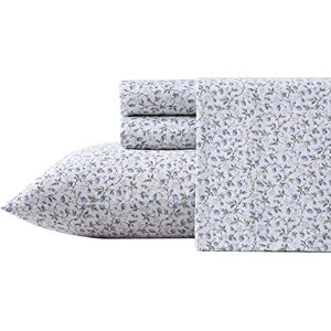 Laura Ashley Home King Sheet Set, Soft Sateen Cotton Bedding Set Sleek, Smooth, & Breathable, Bramble Vine Green Laura Ashley Home King Sheet Set, Soft Sateen Cotton Bedding Set Sleek, Smooth, & Breathable, Bramble Vine Green