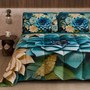 PETTI Artigiani Italiani Winter Quilt, Winter Duvet, Double Sided Quilt, Solid Colour and Digital Floral Print 05 15, 100% Microfibre, Made in Italy PETTI Artigiani Italiani Winter Quilt, Winter Duvet, Double Sided Quilt, Solid Colour and Digital Floral Print 05 15, 100% Microfibre, Made in Italy