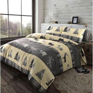 Kampala Hill Flannelette Tartan Stag Brushed Cotton Duvet Cover Set Bedding Set Grey King Kampala Hill Flannelette Tartan Stag Brushed Cotton Duvet Cover Set Bedding Set Grey King
