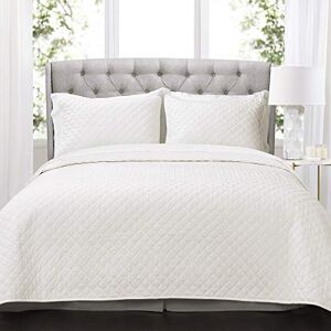 Lush Decor Ava Diamond Oversized 3 Piece Cotton Quilt Set, White, King Lush Decor Ava Diamond Oversized 3 Piece Cotton Quilt Set, White, King