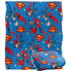 LOGOVISION SUPERMAN Blanket, 152 x 127 cm Flying Repeat Pattern Silky Touch Super Soft Throw Blanket LOGOVISION SUPERMAN Blanket, 152 x 127 cm Flying Repeat Pattern Silky Touch Super Soft Throw Blanket