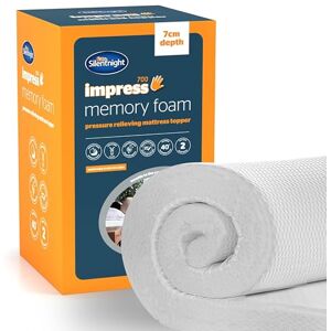 Silentnight Impress Memory Foam Small Double Mattress Topper 7cm Extra Thick Luxury Orthopedic Mattress Topper for Back and Neck Pain Removable Washable Cover, Small Double Silentnight Impress Memory Foam Small Double Mattress Topper 7cm Extra Thick Luxury Orthopedic Mattress Topper for Back and Neck Pain Removable Washable Cover, Small Double
