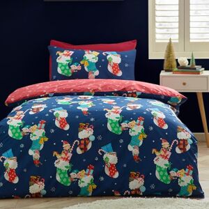 Catherine Lansfield Christmas Elves Cotton Rich Single Duvet Cover Set with Pillowcase Navy Blue Catherine Lansfield Christmas Elves Cotton Rich Single Duvet Cover Set with Pillowcase Navy Blue