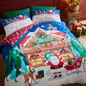 Catherine Lansfield Christmas Santa's Workshop Reversible King Duvet Cover Set with Pillowcases Navy Blue Catherine Lansfield Christmas Santa's Workshop Reversible King Duvet Cover Set with Pillowcases Navy Blue