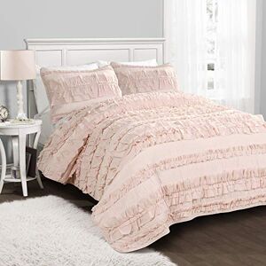 Lush Decor Quilt Shabby Chic Farmhouse Style 3 Piece Ruffle Bedding Set, Cotton, Pink Blush, Queen Lush Decor Quilt Shabby Chic Farmhouse Style 3 Piece Ruffle Bedding Set, Cotton, Pink Blush, Queen