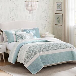 Madison Park 100% Cotton Quilt Set Floral Print, Double Sided Stitching, Light Teal, King/Cal King(104"x94") Madison Park 100% Cotton Quilt Set Floral Print, Double Sided Stitching, Light Teal, King/Cal King(104"x94")
