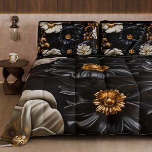 PETTI Artigiani Italiani Winter Quilt, Winter Duvet, Double Sided Quilt, Solid Colour and Digital Floral Print 05 6, 100% Microfibre, Made in Italy PETTI Artigiani Italiani Winter Quilt, Winter Duvet, Double Sided Quilt, Solid Colour and Digital Floral Print 05 6, 100% Microfibre, Made in Italy
