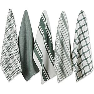 DII Assorted Woven, Kitchen Dishtowel Set, 18x28, Dark Green, 5 Piece DII Assorted Woven, Kitchen Dishtowel Set, 18x28, Dark Green, 5 Piece