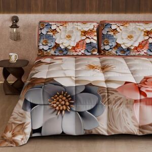 PETTI Artigiani Italiani Winter Quilt, Winter Duvet, Double Sided Single Quilt Solid Colour and Digital Floral Print 05 1, 100% Microfibre, Made in Italy PETTI Artigiani Italiani Winter Quilt, Winter Duvet, Double Sided Single Quilt Solid Colour and Digital Floral Print 05 1, 100% Microfibre, Made in Italy