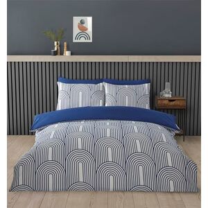 Rapport Home Single Duvet Cover Set Premium Polycotton Arches Geometric Design Blue and White Minimalist 2PC Non-Iron Luxury Bedding Set with Snap Closure Rapport Home Single Duvet Cover Set Premium Polycotton Arches Geometric Design Blue and White Minimalist 2PC Non-Iron Luxury Bedding Set with Snap Closure