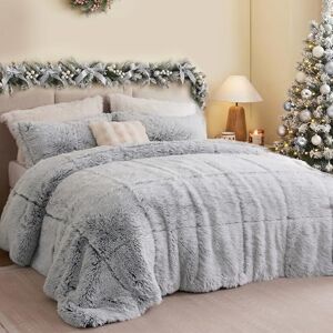 Intelligent Design Malea Shaggy Bedding Comforter Set, Long Faux Fur Cozy Down Alternative, Modern Ultra Soft All Season Warm & Fluffy Comforter, Matching Sham, Twin/Twin XL Heathered Grey 2 Piece Intelligent Design Malea Shaggy Bedding Comforter Set, Long Faux Fur Cozy Down Alternative, Modern Ultra Soft All Season Warm & Fluffy Comforter, Matching Sham, Twin/Twin XL Heathered Grey 2 Piece