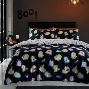 Catherine Lansfield Halloween Ghosts Reversible Double Duvet Cover Set with Pillowcases Black Catherine Lansfield Halloween Ghosts Reversible Double Duvet Cover Set with Pillowcases Black