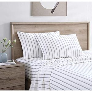 Stone Cottage Queen Sheets, Cotton Percale Bedding Set, Crisp & Cool Ideal Bedding Set (Trenton Stripe Grey, Queen) Stone Cottage Queen Sheets, Cotton Percale Bedding Set, Crisp & Cool Ideal Bedding Set (Trenton Stripe Grey, Queen)