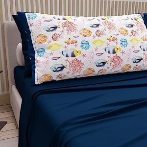 PETTI Artigiani Italiani Cotton Sheets with Pillowcases in Digital Print, for Double Bed, Complete Top and Bottom Sheet with Corners, Night Blue, 100% Made in Italy PETTI Artigiani Italiani Cotton Sheets with Pillowcases in Digital Print, for Double Bed, Complete Top and Bottom Sheet with Corners, Night Blue, 100% Made in Italy