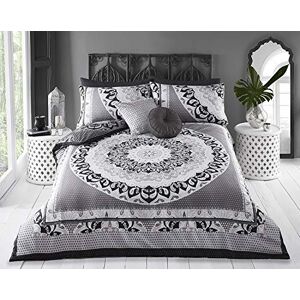 Sleepdown Duvet Cover Set Black Grey Paisley Mandala Geometric Reversible Quilt Cover Easy Care Bed Linen Soft Cosy Bedding Sets with Pillowcases Super King (220 cm x 260 cm) Sleepdown Duvet Cover Set Black Grey Paisley Mandala Geometric Reversible Quilt Cover Easy Care Bed Linen Soft Cosy Bedding Sets with Pillowcases Super King (220 cm x 260 cm)