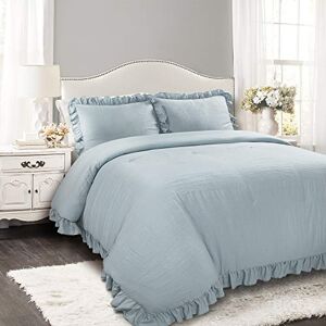 Lush Decor Reyna Comforter Lake Blue Ruffled 3 Piece Set with Pillow Sham King Size Bedding, Polyester Lush Decor Reyna Comforter Lake Blue Ruffled 3 Piece Set with Pillow Sham King Size Bedding, Polyester