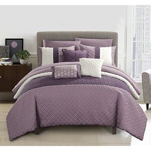 Chic Home Osnat 10 Piece Comforter Set Color Block Quilted Embroidered Design Bed in a Bag Bedding – Sheets Decorative Pillows Shams Included Queen Plum Chic Home Osnat 10 Piece Comforter Set Color Block Quilted Embroidered Design Bed in a Bag Bedding – Sheets Decorative Pillows Shams Included Queen Plum