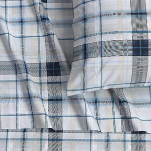 Tribeca Living Cotton Percale Queen Size Bed Sheet Set, 300 Thread Count, Extra Deep Pockets, Printed Tribeca Plaid Multicolor Tribeca Living Cotton Percale Queen Size Bed Sheet Set, 300 Thread Count, Extra Deep Pockets, Printed Tribeca Plaid Multicolor