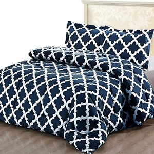 ComfyWell Super King Duvet Printed Comforter Bedspreads, Coverlets & Sets, 2 Pillowcases Warm and Anti Allergy All Season Coverless Duvet, Throws For Bed. (Super King (220x260cm), Navy Blue) ComfyWell Super King Duvet Printed Comforter Bedspreads, Coverlets & Sets, 2 Pillowcases Warm and Anti Allergy All Season Coverless Duvet, Throws For Bed. (Super King (220x260cm), Navy Blue)