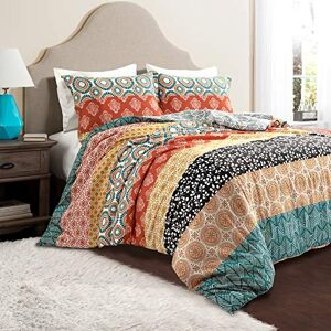 Lush Decor Bohemian Stripe Reversible Cotton Duvet Cover Set, 3 Piece Set, Full/Queen, Turquoise & Orange Boho Bedding Set Bold & Colorful Striped Duvet Cover Maximalist & Boho Bedroom Decor Lush Decor Bohemian Stripe Reversible Cotton Duvet Cover Set, 3 Piece Set, Full/Queen, Turquoise & Orange Boho Bedding Set Bold & Colorful Striped Duvet Cover Maximalist & Boho Bedroom Decor