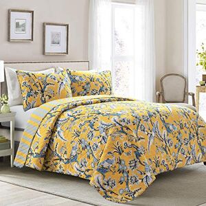 Lush Decor Yellow Dolores 3-Piece Quilt Set, Reversible Bedding (King) Lush Decor Yellow Dolores 3-Piece Quilt Set, Reversible Bedding (King)