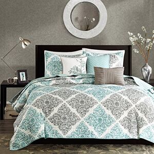 Madison Park All Season, Breathable Coverlet Bedspread Lightweight Bedding Set, Matching Shams, Decorative Pillow, Polyester, Diamond Aqua, King/Cal King(104"x94") Madison Park All Season, Breathable Coverlet Bedspread Lightweight Bedding Set, Matching Shams, Decorative Pillow, Polyester, Diamond Aqua, King/Cal King(104"x94")