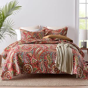 ENASAL Cotton Bedspread Quilt Sets Reversible Bedding Coverlet Sets Comforter, Floral Paisley Bedspread (Red, Queen Size) ENASAL Cotton Bedspread Quilt Sets Reversible Bedding Coverlet Sets Comforter, Floral Paisley Bedspread (Red, Queen Size)