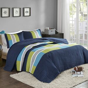 Comfort Spaces 3 Piece Quilt Coverlet Bedspread All Season Lightweight Hypoallergenic Pipeline Colorblock Kids Bedding Set, Full/Queen, Pierre Navy/Blue Stripe Comfort Spaces 3 Piece Quilt Coverlet Bedspread All Season Lightweight Hypoallergenic Pipeline Colorblock Kids Bedding Set, Full/Queen, Pierre Navy/Blue Stripe