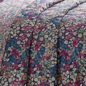 Dreams & Drapes Design Bessie Quilted Bedspread, Navy, 52% Recycled Polyester 48% Cotton, 200 x 230 cm, Floral Pattern, Reversible Dreams & Drapes Design Bessie Quilted Bedspread, Navy, 52% Recycled Polyester 48% Cotton, 200 x 230 cm, Floral Pattern, Reversible