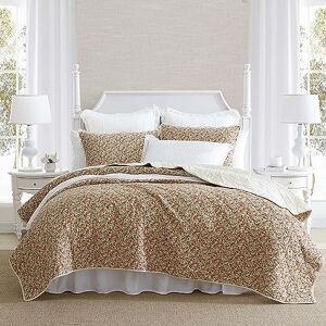 Laura Ashley Lightweight Cotton Bedding with Matching Sham(s), Vintage Floral Inspired Home Decor with Solid Reverse, Burnt Orange, Twin Laura Ashley Lightweight Cotton Bedding with Matching Sham(s), Vintage Floral Inspired Home Decor with Solid Reverse, Burnt Orange, Twin